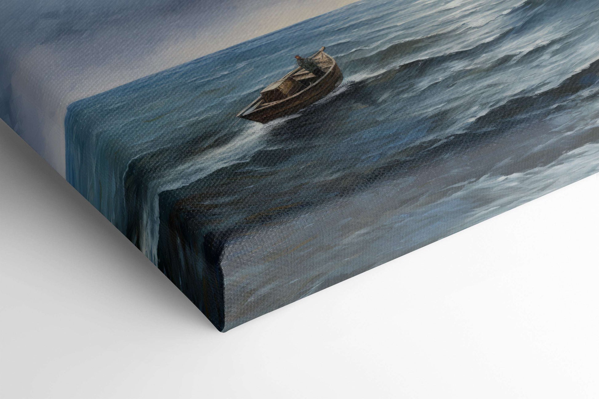 Boat Journeying under a Grey Sky - Canvas Print - Artoholica Ready to Hang Canvas Print