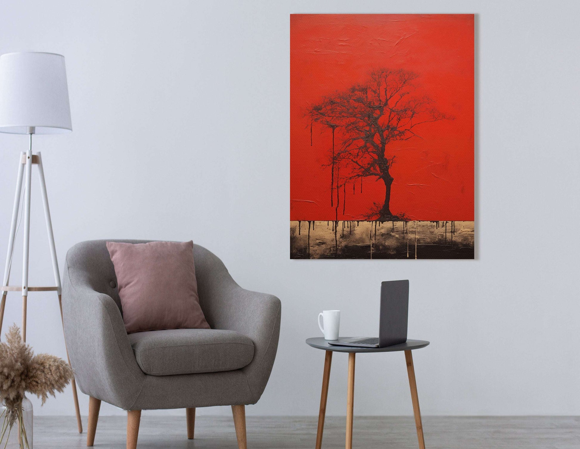 Bold Red and Black Tree - Canvas Print - Artoholica Ready to Hang Canvas Print