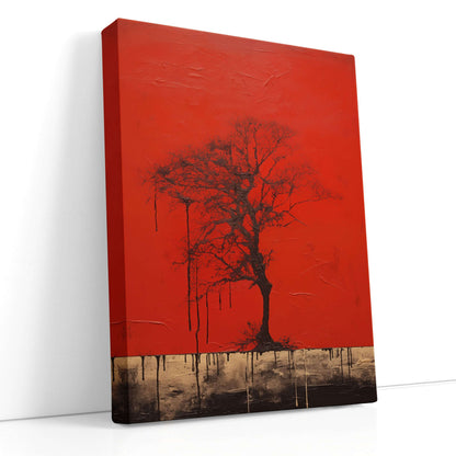 Bold Red and Black Tree - Canvas Print - Artoholica Ready to Hang Canvas Print