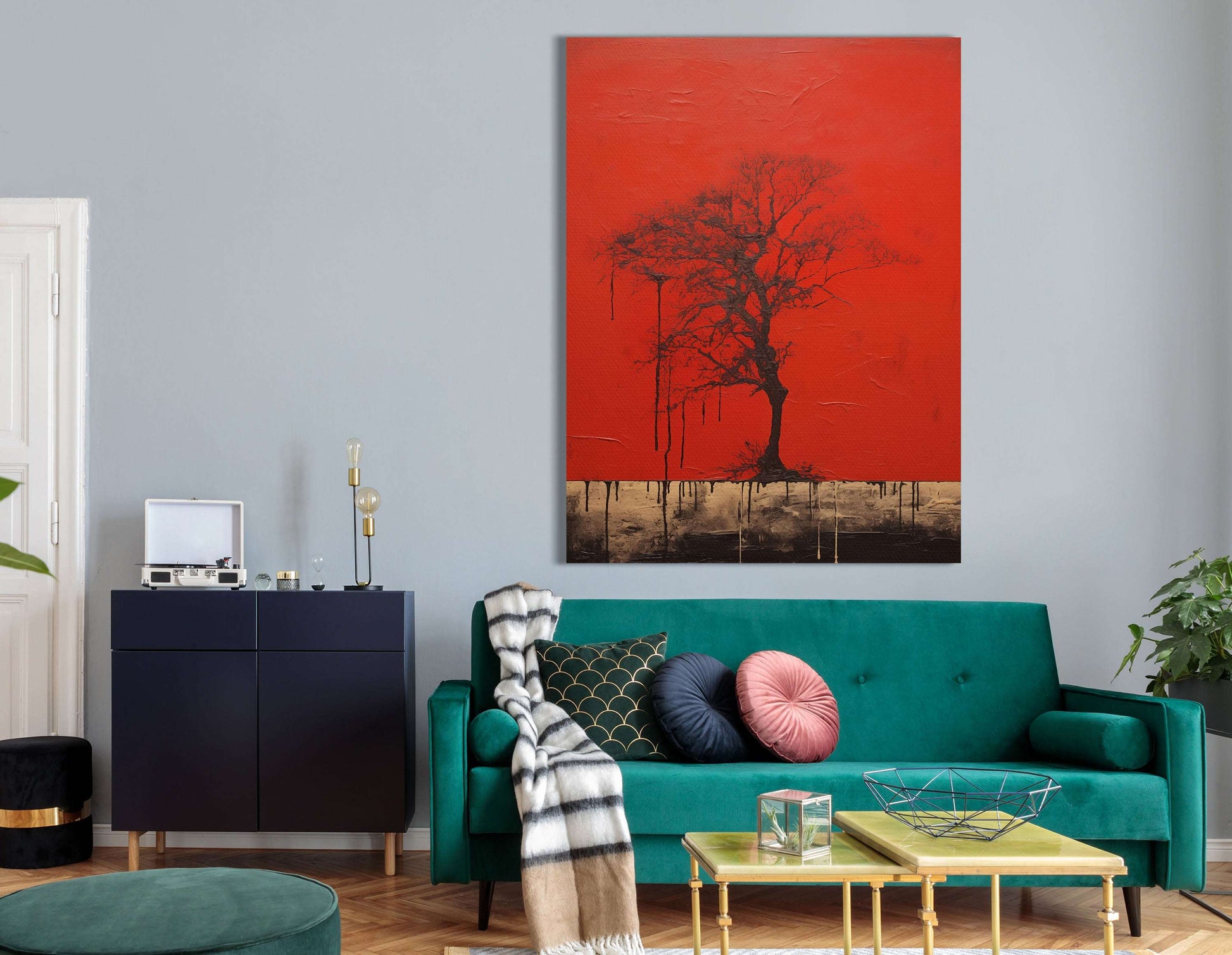 Bold Red and Black Tree - Canvas Print - Artoholica Ready to Hang Canvas Print