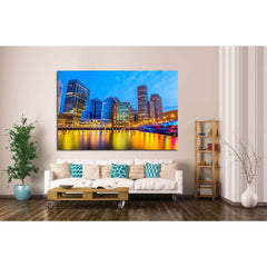 Boston Harbor and Financial District at twilight in Boston, Massachusetts №1684 Ready to Hang Canvas PrintCanvas art arrives ready to hang, with hanging accessories included and no additional framing required. Every canvas print is hand-crafted, made on-d
