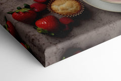 Breakfast Bliss: Coffee, Strawberries, and Cupcake - Canvas Print - Artoholica Ready to Hang Canvas Print