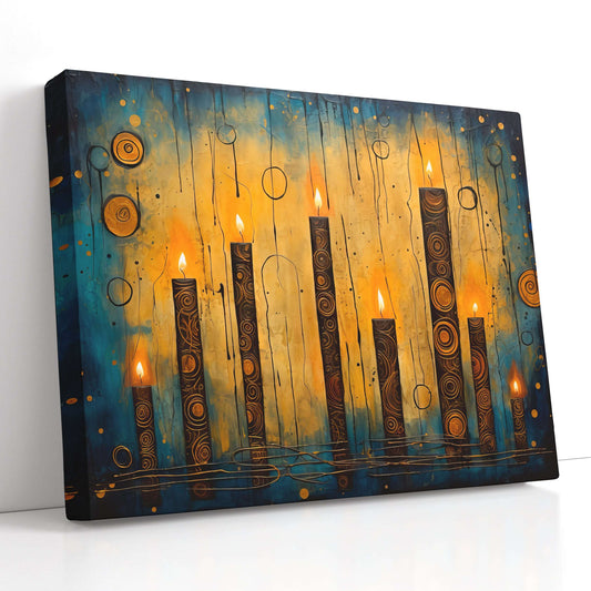Bronze Candles with Intricate Carving - Canvas Print - Artoholica Ready to Hang Canvas Print