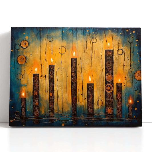 Bronze Candles with Intricate Carving - Canvas Print - Artoholica Ready to Hang Canvas Print