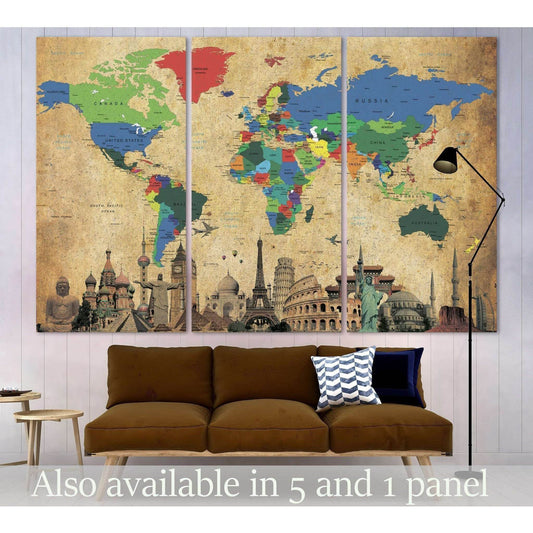 Brown World Map with Landmarks Canvas PrintDecorate your walls with a stunning Map with Landmarks Canvas Art Print from the world's largest art gallery. Choose from thousands of World Map artworks with various sizing options. Choose your perfect art print