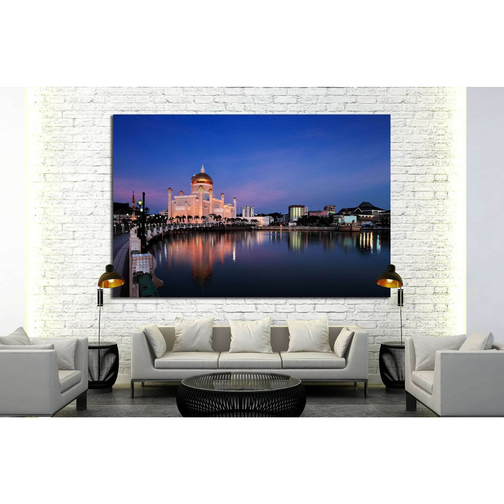 Brunei's capital Bandar Seri Begawan is Sultan Omar Ali Saifuddien Mosque №1749 Ready to Hang Canvas PrintCanvas art arrives ready to hang, with hanging accessories included and no additional framing required. Every canvas print is hand-crafted, made on-d