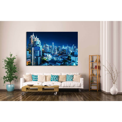 Buildings of the city of Bangkok at night. Thailand №2323 Ready to Hang Canvas PrintCanvas art arrives ready to hang, with hanging accessories included and no additional framing required. Every canvas print is hand-crafted, made on-demand at our workshop