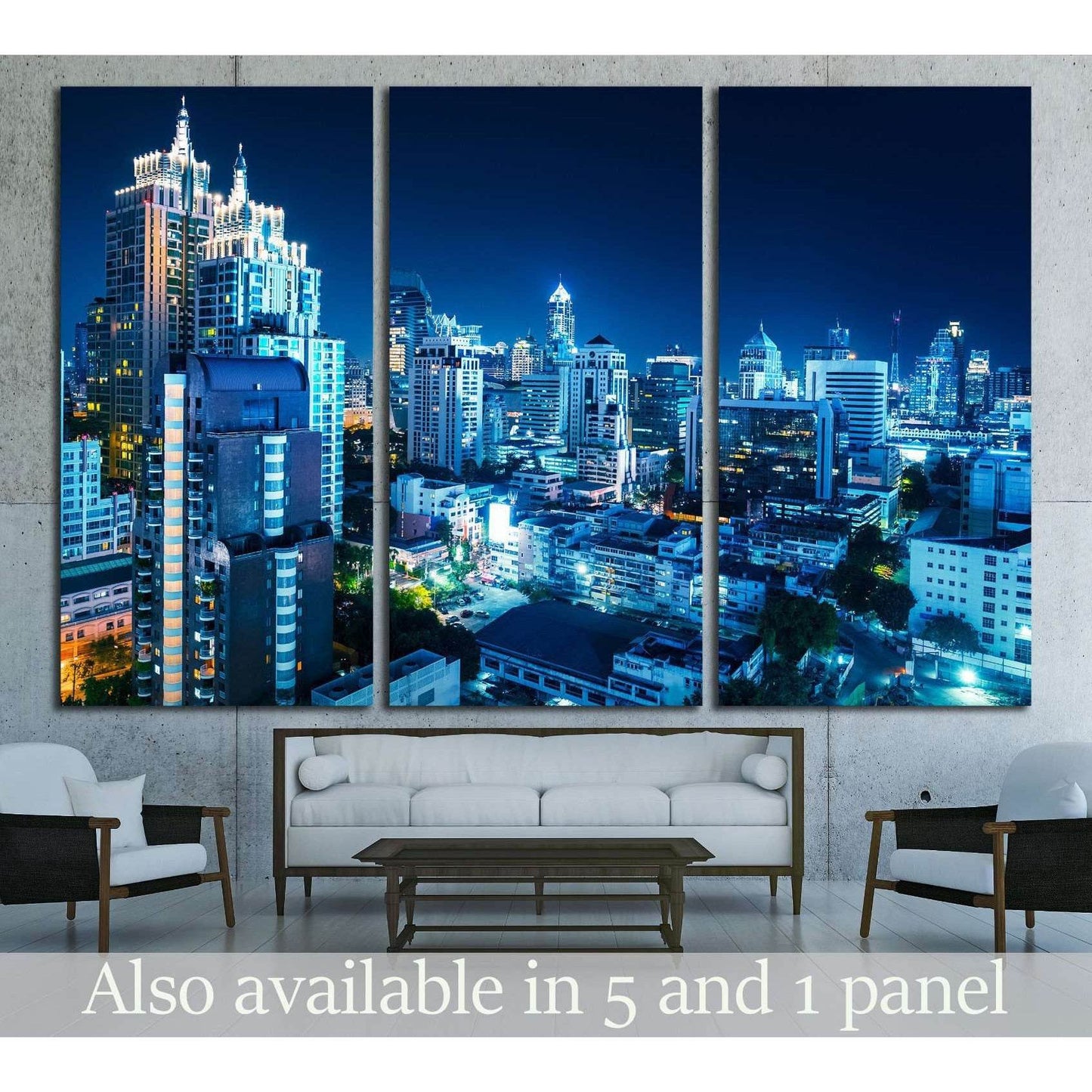 Buildings of the city of Bangkok at night. Thailand №2323 Ready to Hang Canvas PrintCanvas art arrives ready to hang, with hanging accessories included and no additional framing required. Every canvas print is hand-crafted, made on-demand at our workshop