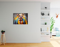 Bulldog in a Suit and Tie, Smoking a Cigar - Canvas Print - Artoholica Ready to Hang Canvas Print