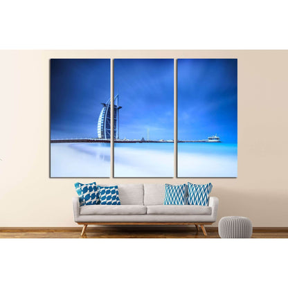 Burj Al Arab hotel on Jumeirah beach in Dubai, modern architecture, luxury beach resort, summer vacation and tourism concept №2268 Ready to Hang Canvas PrintCanvas art arrives ready to hang, with hanging accessories included and no additional framing requ