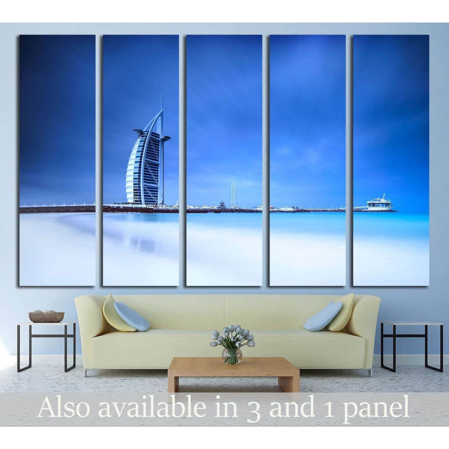 Burj Al Arab hotel on Jumeirah beach in Dubai, modern architecture, luxury beach resort, summer vacation and tourism concept №2268 Ready to Hang Canvas PrintCanvas art arrives ready to hang, with hanging accessories included and no additional framing requ