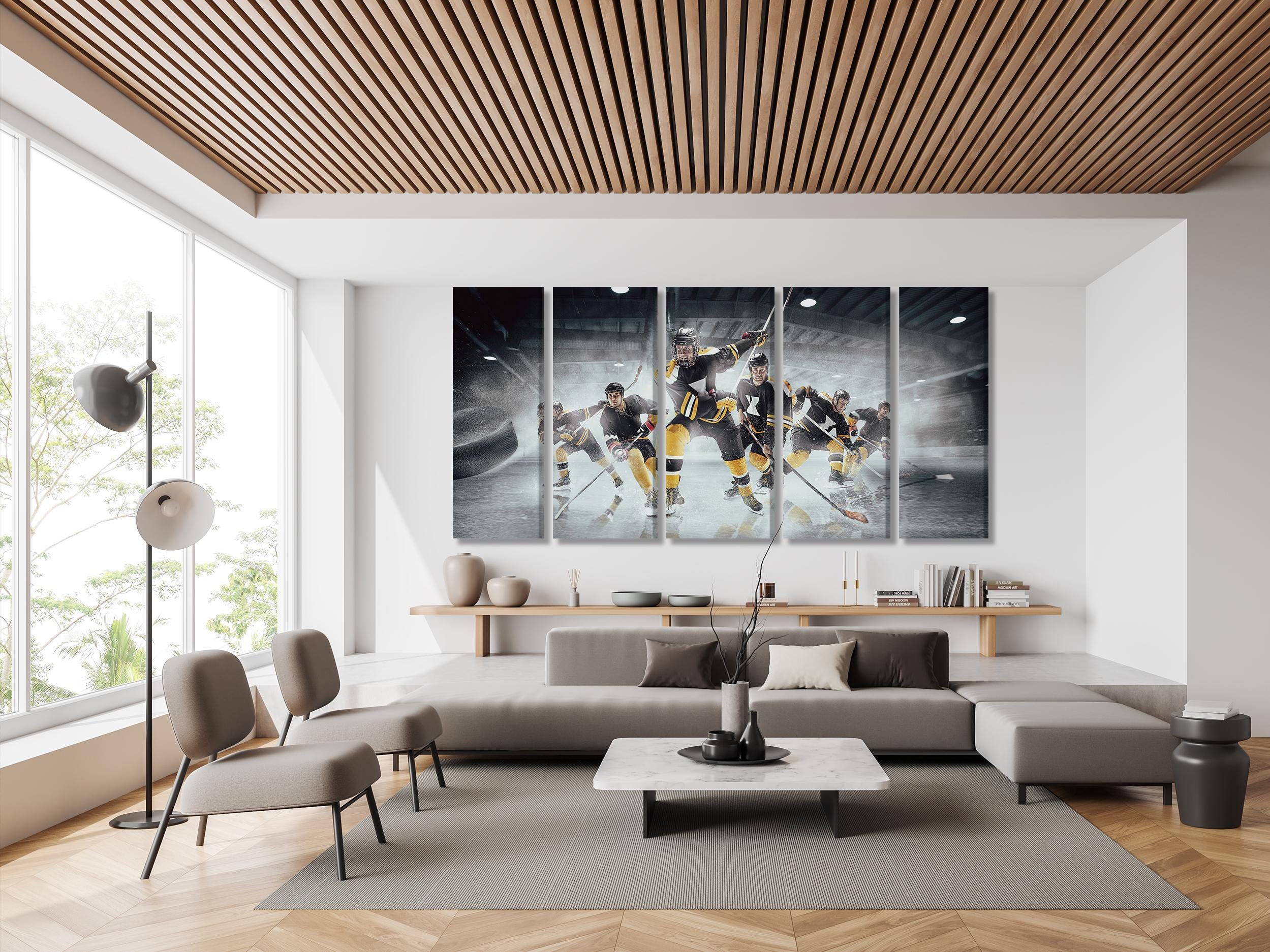 Hockey Canvas Print – Extra Large Sports Wall Art, Ice Rink Team Artwork, Modern Athletic Decor for Game Room or Sports Fan Space Wall Decor