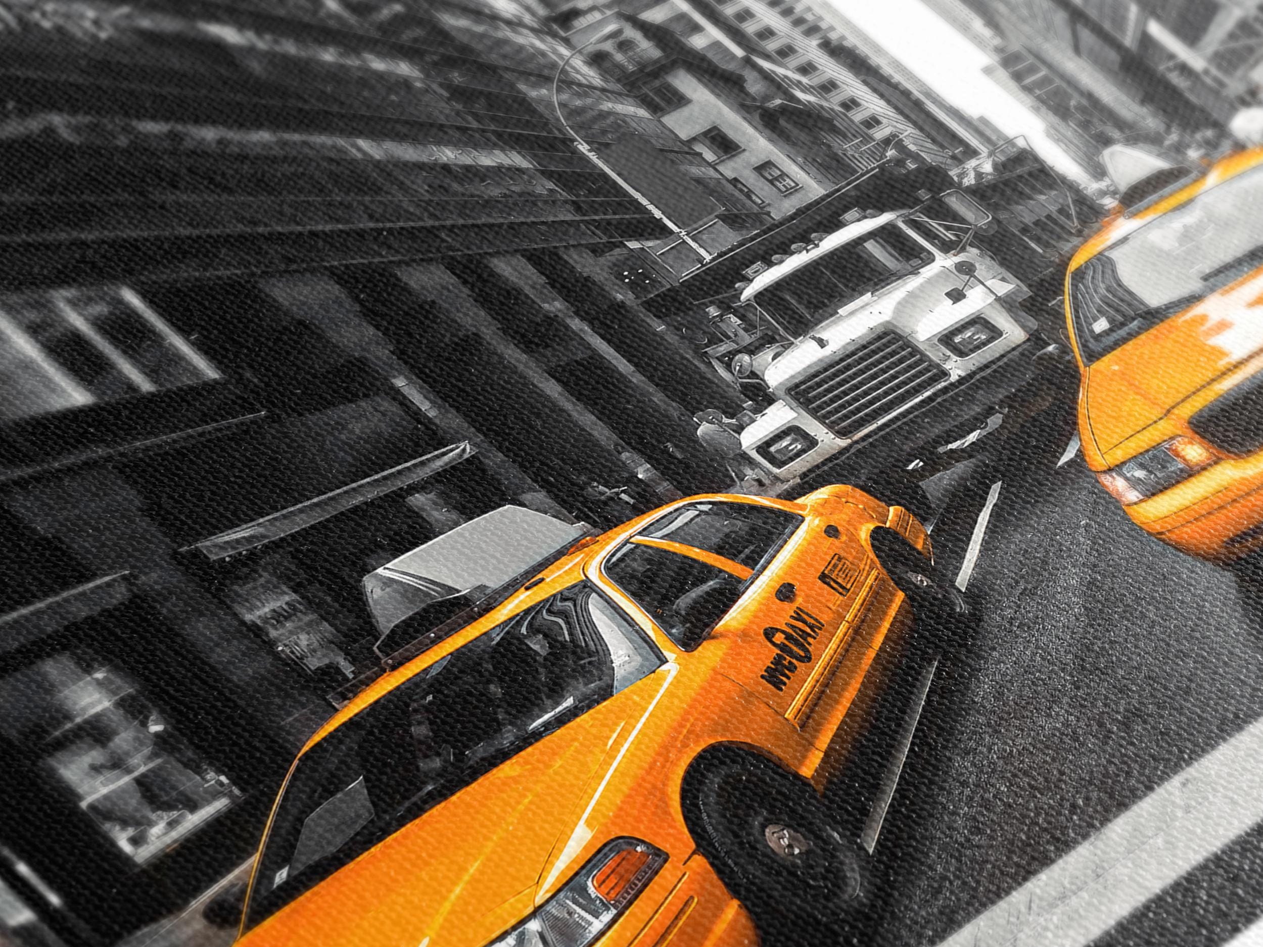 New York Taxi Wall Art Iconic Yellow NY Cabs Canvas Print Large Urban Street Artwork Oversized Downtown Manhattan Canvas Print NY Gift