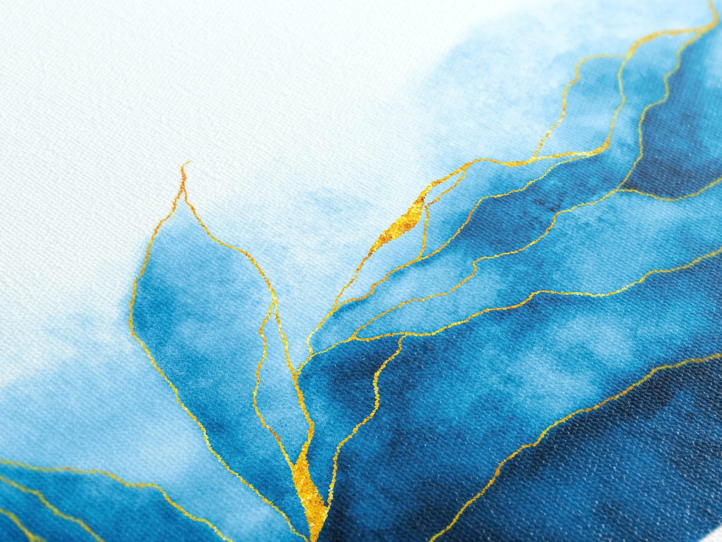 Blaue abstrakte Kunst - Große Wandkunst Blaue abstrakte Leinwandkunst Aquarell Marine Abstrakte Kunst Wanddekoration Abstrakter Druck Blaue Welle Dekor Gemälde