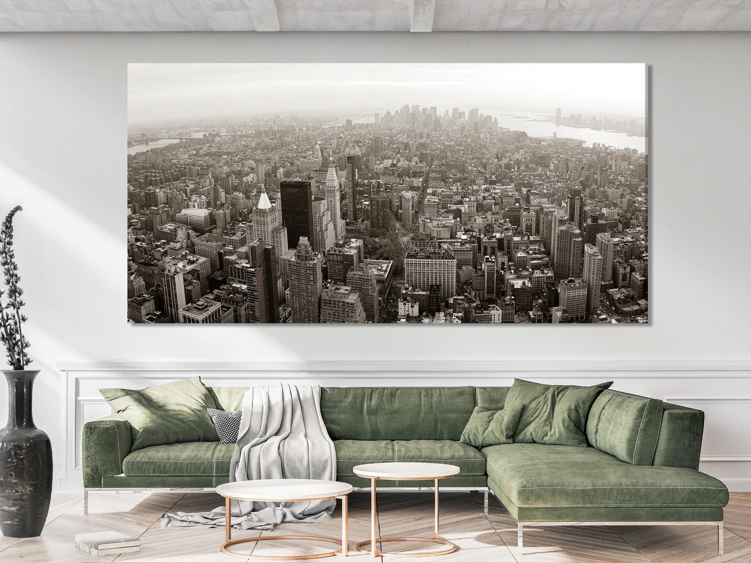 Vintage New York Wall Art - New York Skyline Print, Retro New York Art, New York Prints, Manhattan Canvas Art, Retro NYC Office Wall Decor