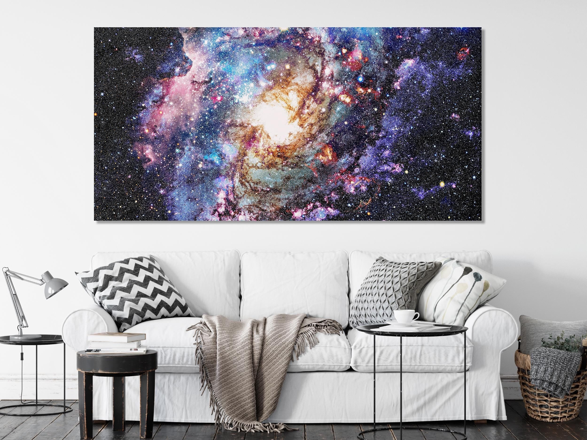 Galaxy Nebula Canvas Art - Cosmic Space Wall Art, Large Starry Sky Artwork, Deep Space Decor, Colorful Universe Scene for Modern Interiors