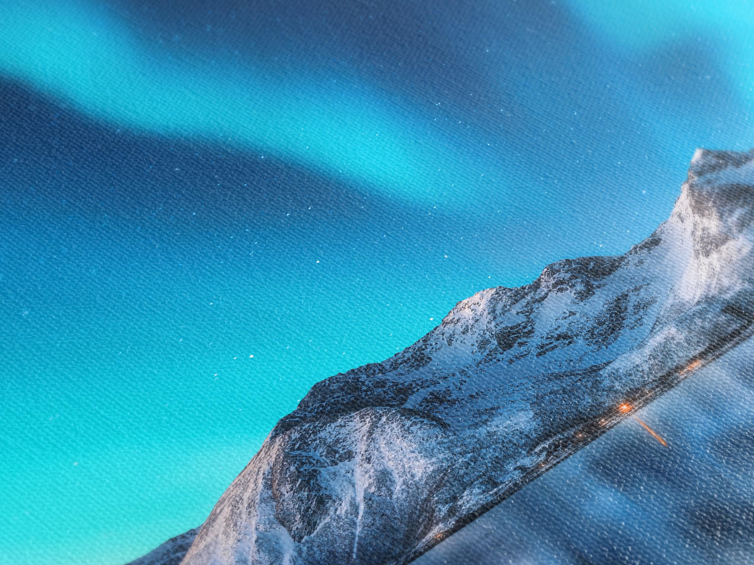 Northern Lights Wall Art - Arctic Mountains Art Print - Extra Large Aurora Borealis Artwork for Modern Living Room or Office Wall Decor