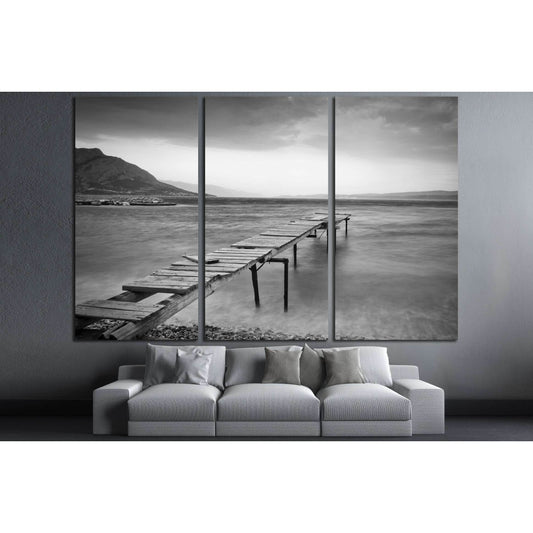 Calm scene in black and white with detail of wooden jetty №2924 Ready to Hang Canvas PrintCanvas art arrives ready to hang, with hanging accessories included and no additional framing required. Every canvas print is hand-crafted, made on-demand at our wor
