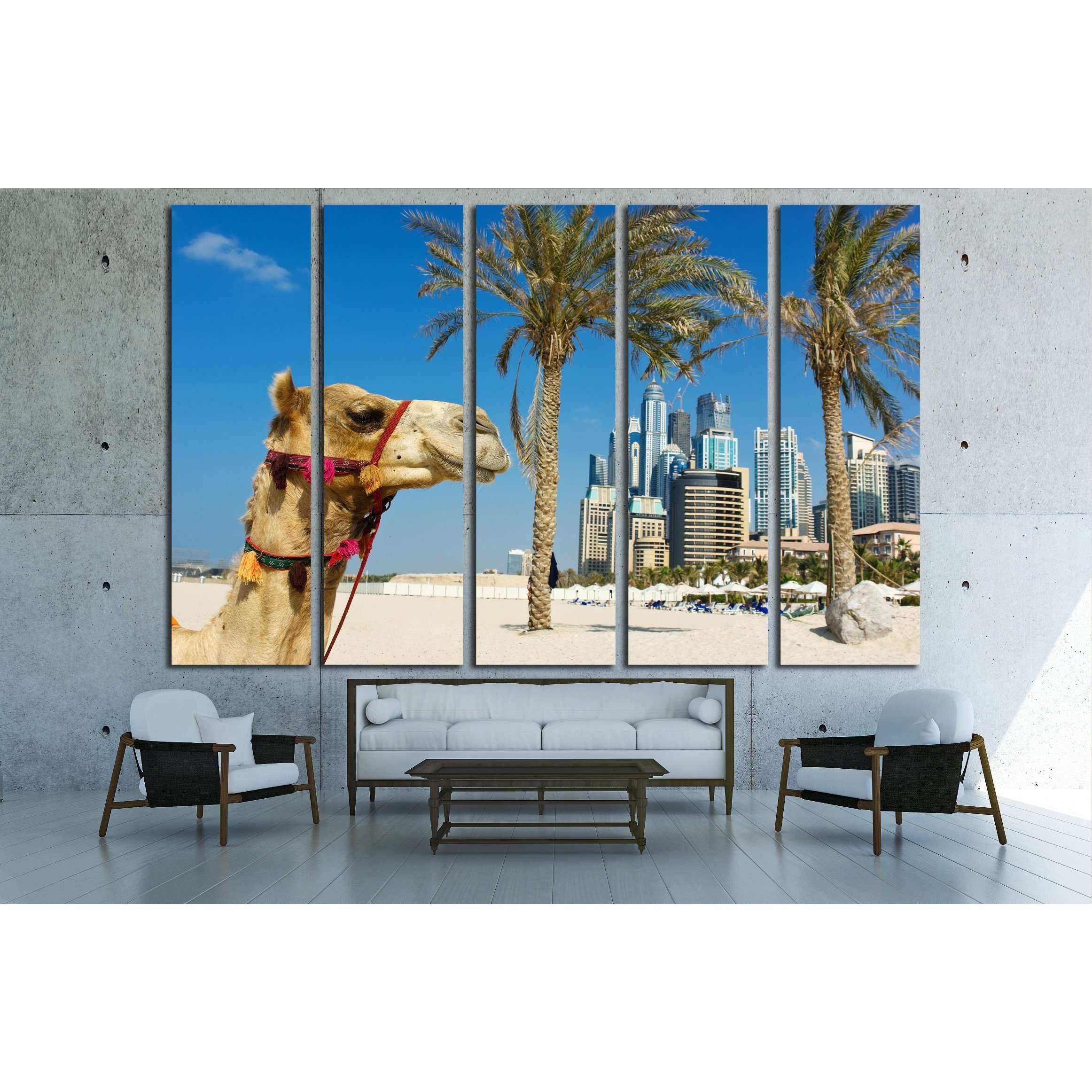 Camel at the urban building background of Dubai. UAE №2224 Ready to Hang Canvas PrintCanvas art arrives ready to hang, with hanging accessories included and no additional framing required. Every canvas print is hand-crafted, made on-demand at our workshop