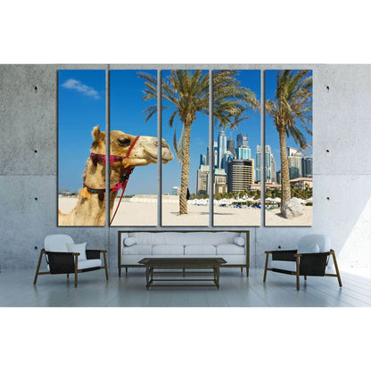 Camel at the urban building background of Dubai. UAE №2224 Ready to Hang Canvas PrintCanvas art arrives ready to hang, with hanging accessories included and no additional framing required. Every canvas print is hand-crafted, made on-demand at our workshop