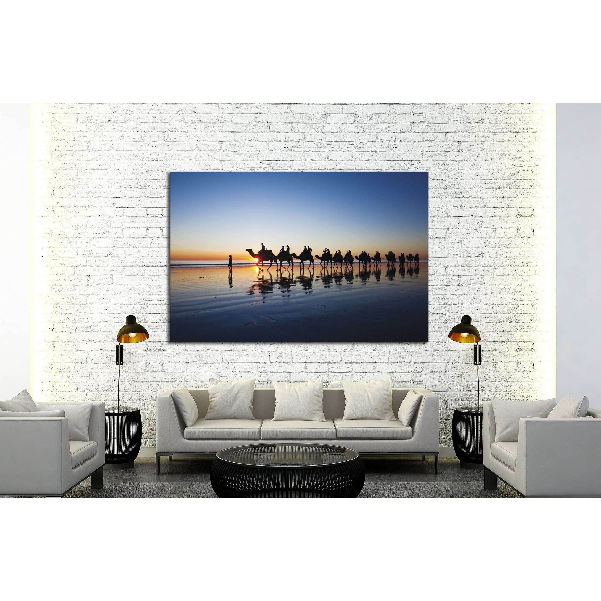 Camels walking on Cable Beach, Broome, Western Australia during sunset №2381 Ready to Hang Canvas PrintCanvas art arrives ready to hang, with hanging accessories included and no additional framing required. Every canvas print is hand-crafted, made on-dema