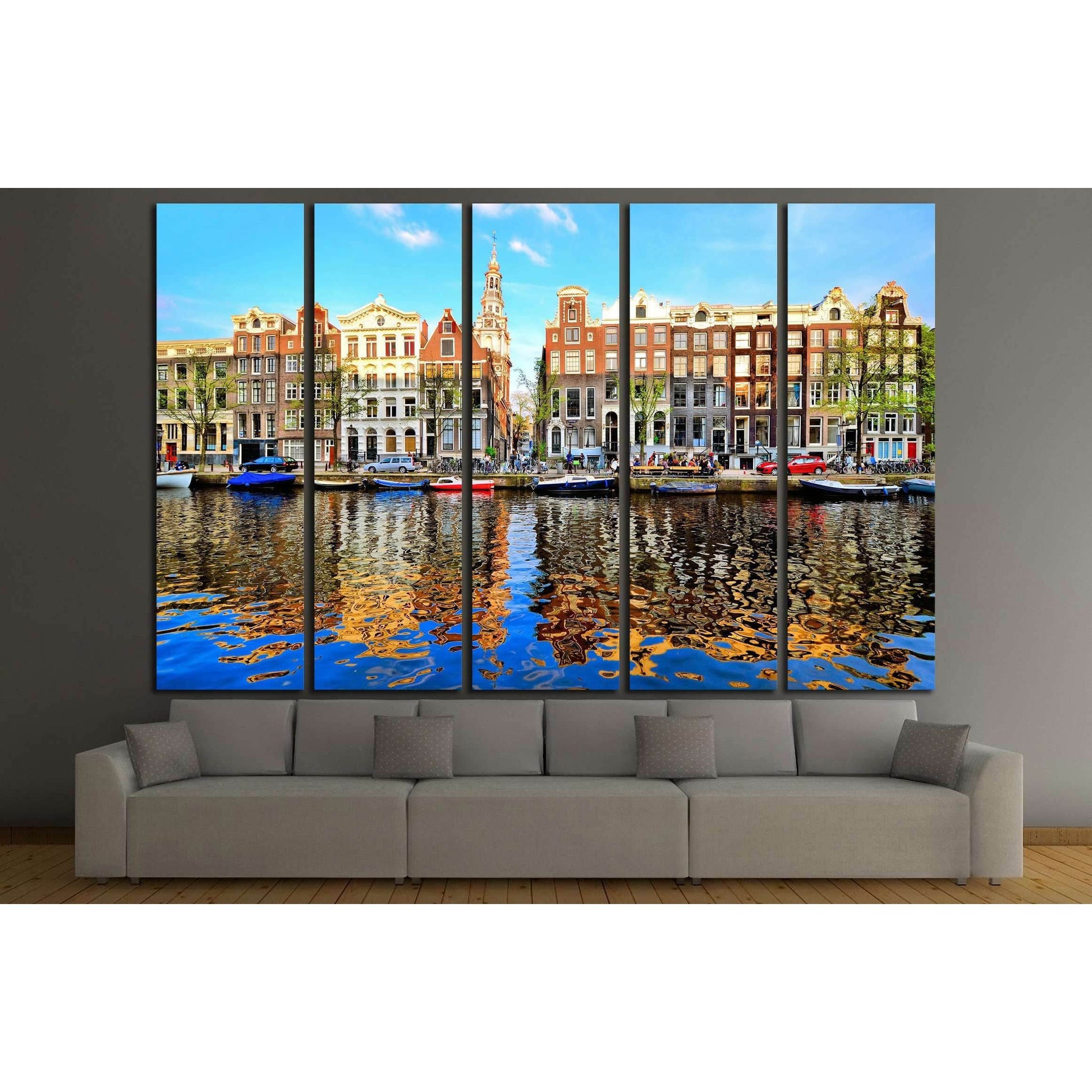 Canal houses of Amsterdam at dusk with vibrant reflections, Netherlands №2167 Ready to Hang Canvas PrintCanvas art arrives ready to hang, with hanging accessories included and no additional framing required. Every canvas print is hand-crafted, made on-dem