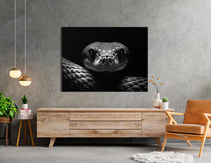 Captivating Snake in Black and White - Canvas Print - Artoholica Ready to Hang Canvas Print