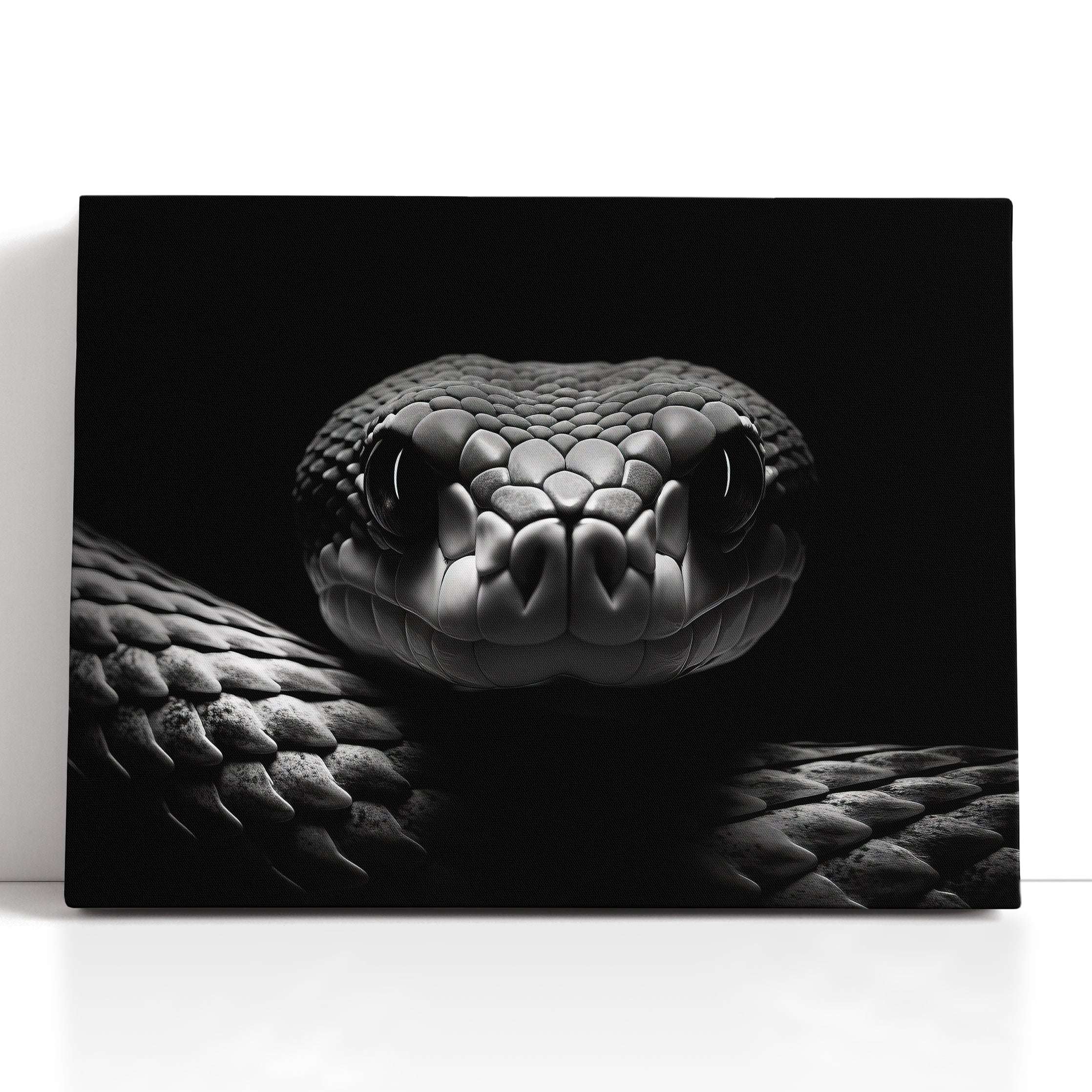Captivating Snake in Black and White - Canvas Print - Artoholica Ready to Hang Canvas Print