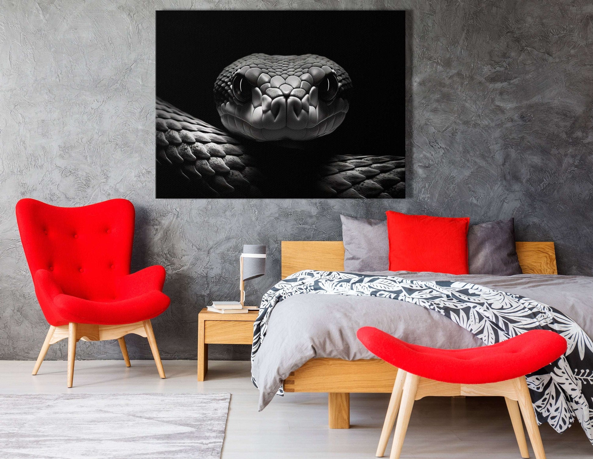 Captivating Snake in Black and White - Canvas Print - Artoholica Ready to Hang Canvas Print