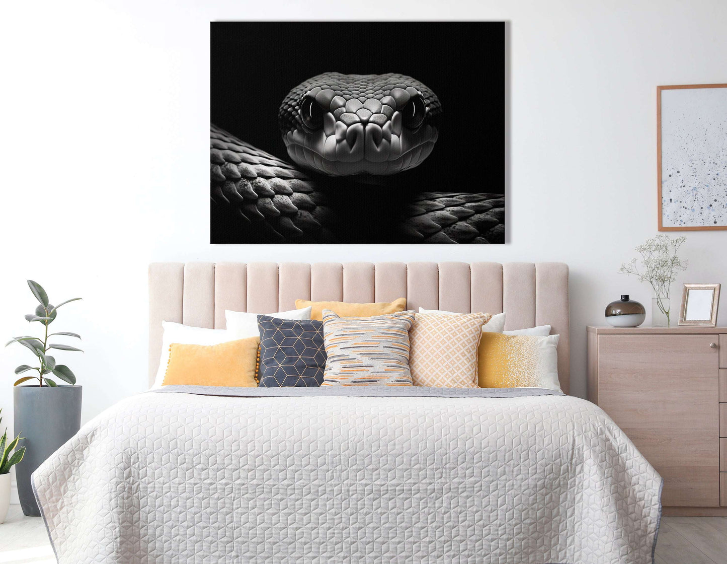 Captivating Snake in Black and White - Canvas Print - Artoholica Ready to Hang Canvas Print