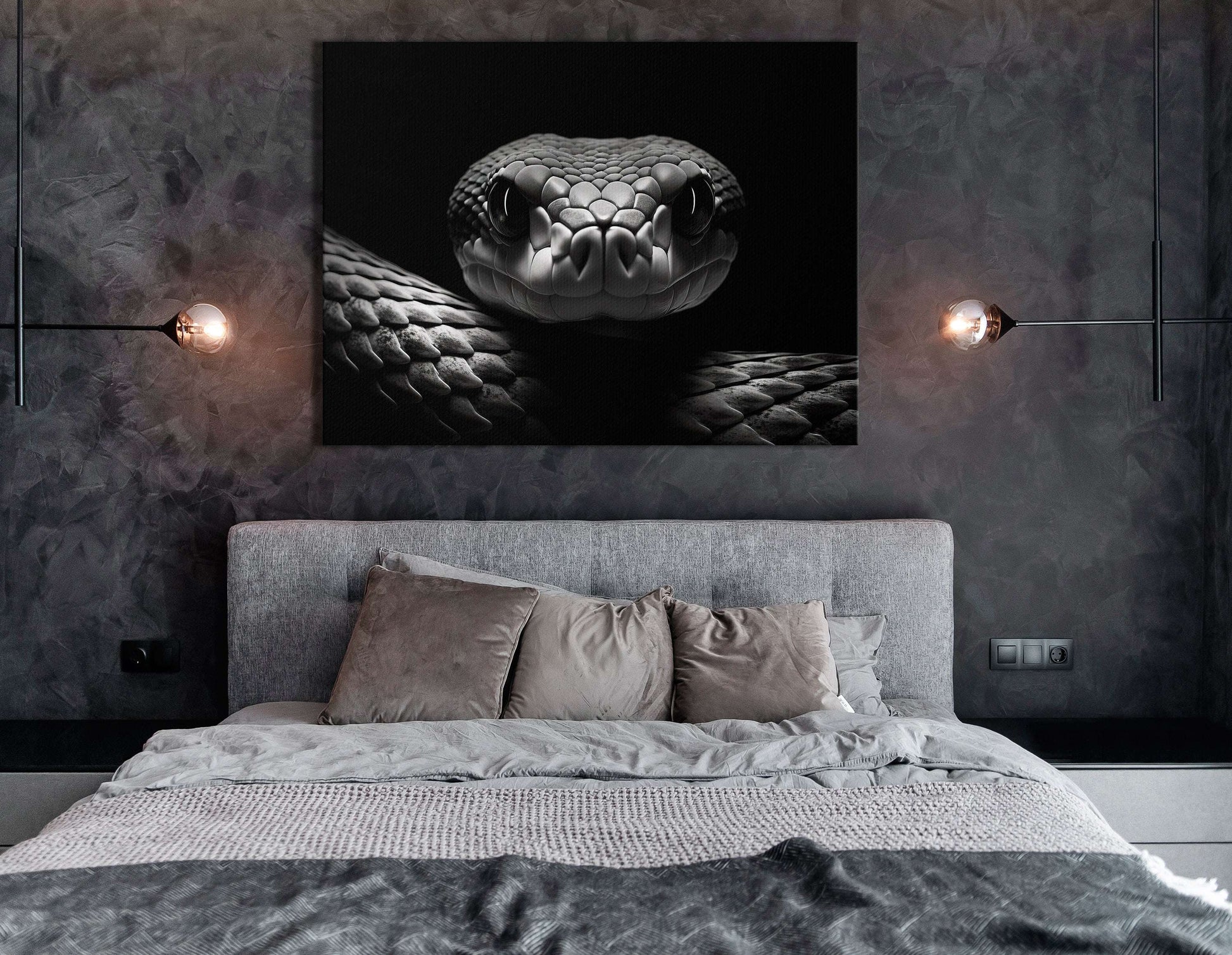 Captivating Snake in Black and White - Canvas Print - Artoholica Ready to Hang Canvas Print