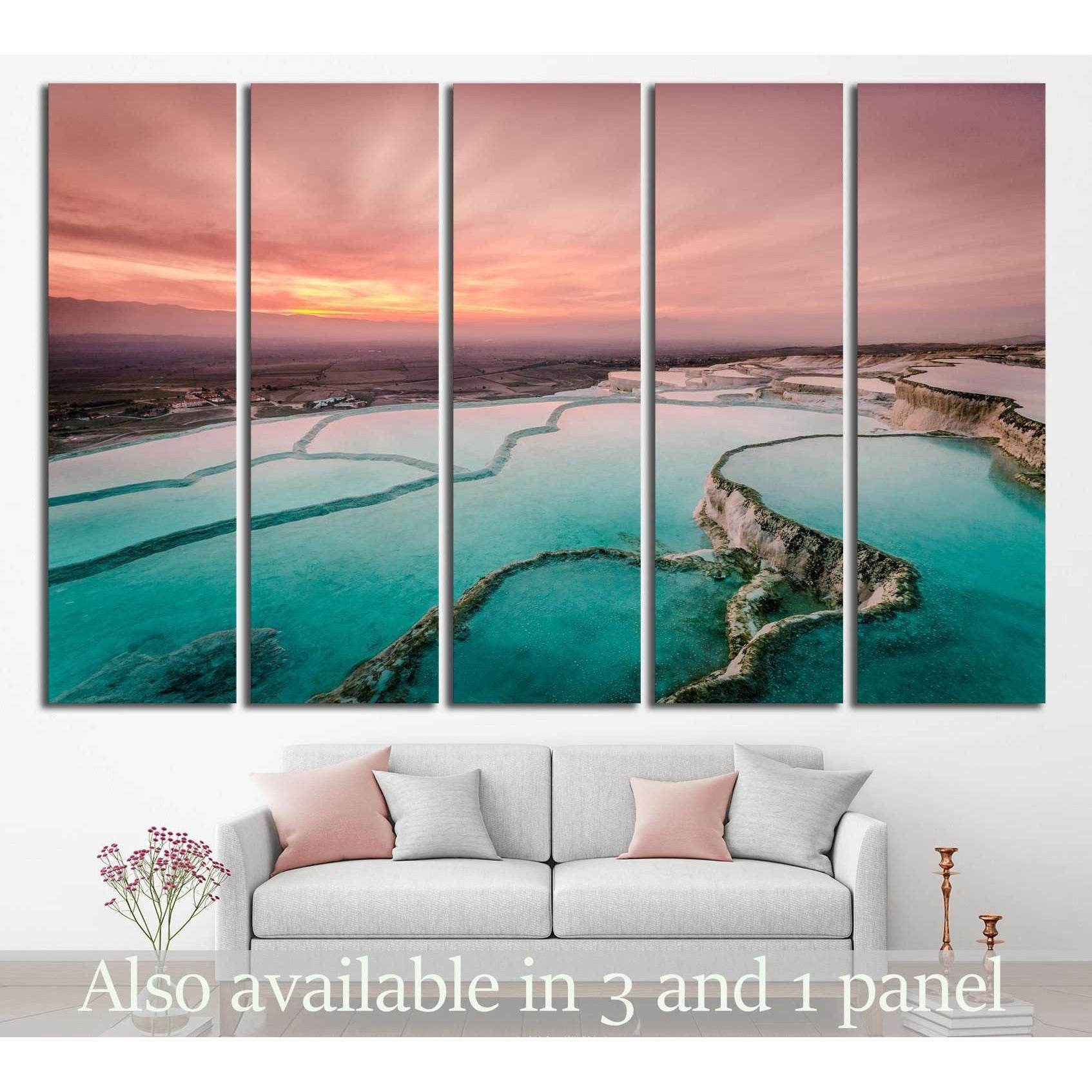 Carbonate travertines the natural pools during sunset, Pamukkale, Turkey №1995 Ready to Hang Canvas PrintCanvas art arrives ready to hang, with hanging accessories included and no additional framing required. Every canvas print is hand-crafted, made on-de