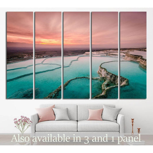 Carbonate travertines the natural pools during sunset, Pamukkale, Turkey №1995 Ready to Hang Canvas PrintCanvas art arrives ready to hang, with hanging accessories included and no additional framing required. Every canvas print is hand-crafted, made on-de
