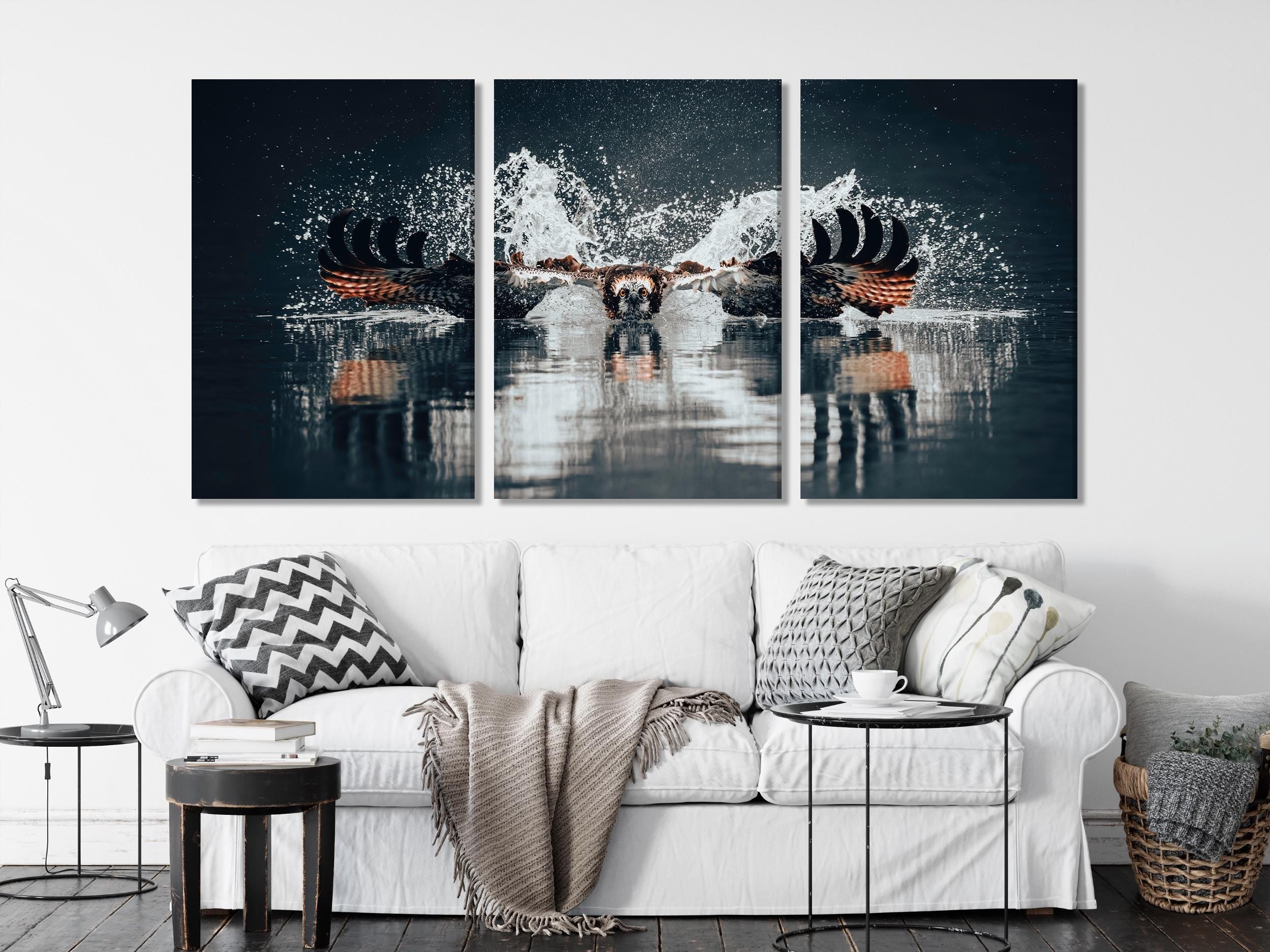 Osprey Hunting Canvas Print, Majestic Sea Hawk Wall Art, Large Wildlife Photography, Predator in Action Decor, Nature and Bird Artwork