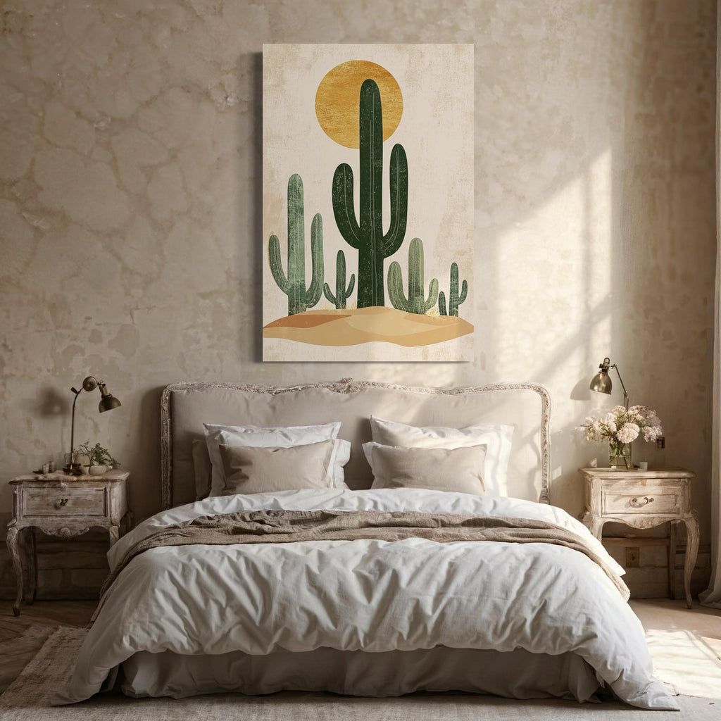 Saguaro Cactus Print - The Sonoran Desert Wall Art, Retro Cacti Poster, Arizona Mid Century Decor, Boho Botanical Desert Art