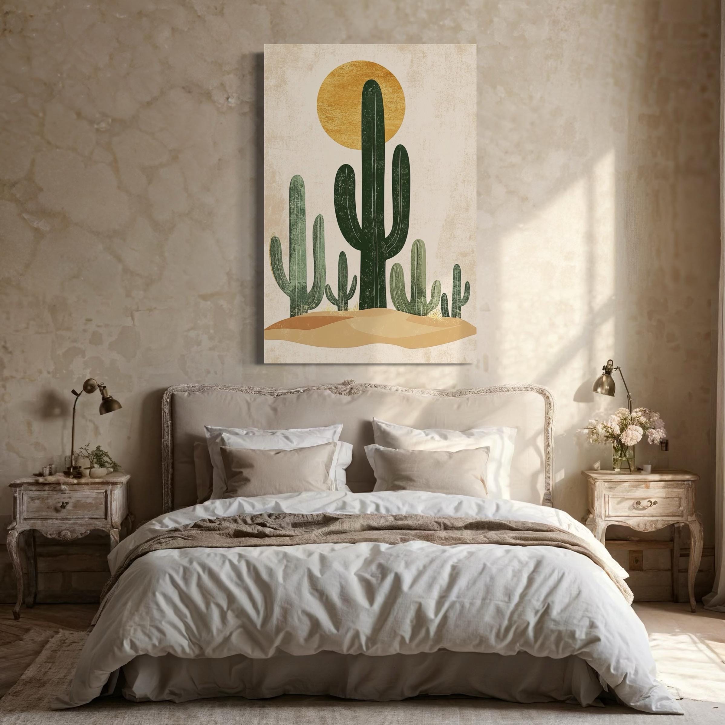 Saguaro Cactus Print - The Sonoran Desert Wall Art, Retro Cacti Poster, Arizona Mid Century Decor, Boho Botanical Desert Art