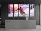 Snowboarder Canvas Print, Winter Sports Wall Art, Action-Packed Snowboarding Scene, Bright Mountain Landscape, Large Adventure Decor