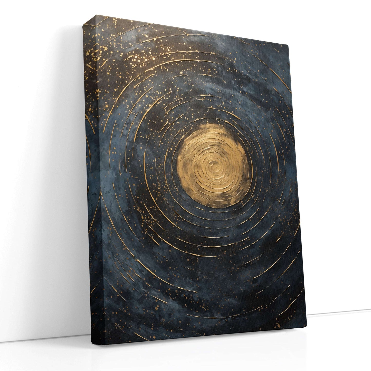 Celestial Gold Swirls on Midnight Blue - Canvas Print - Artoholica Ready to Hang Canvas Print