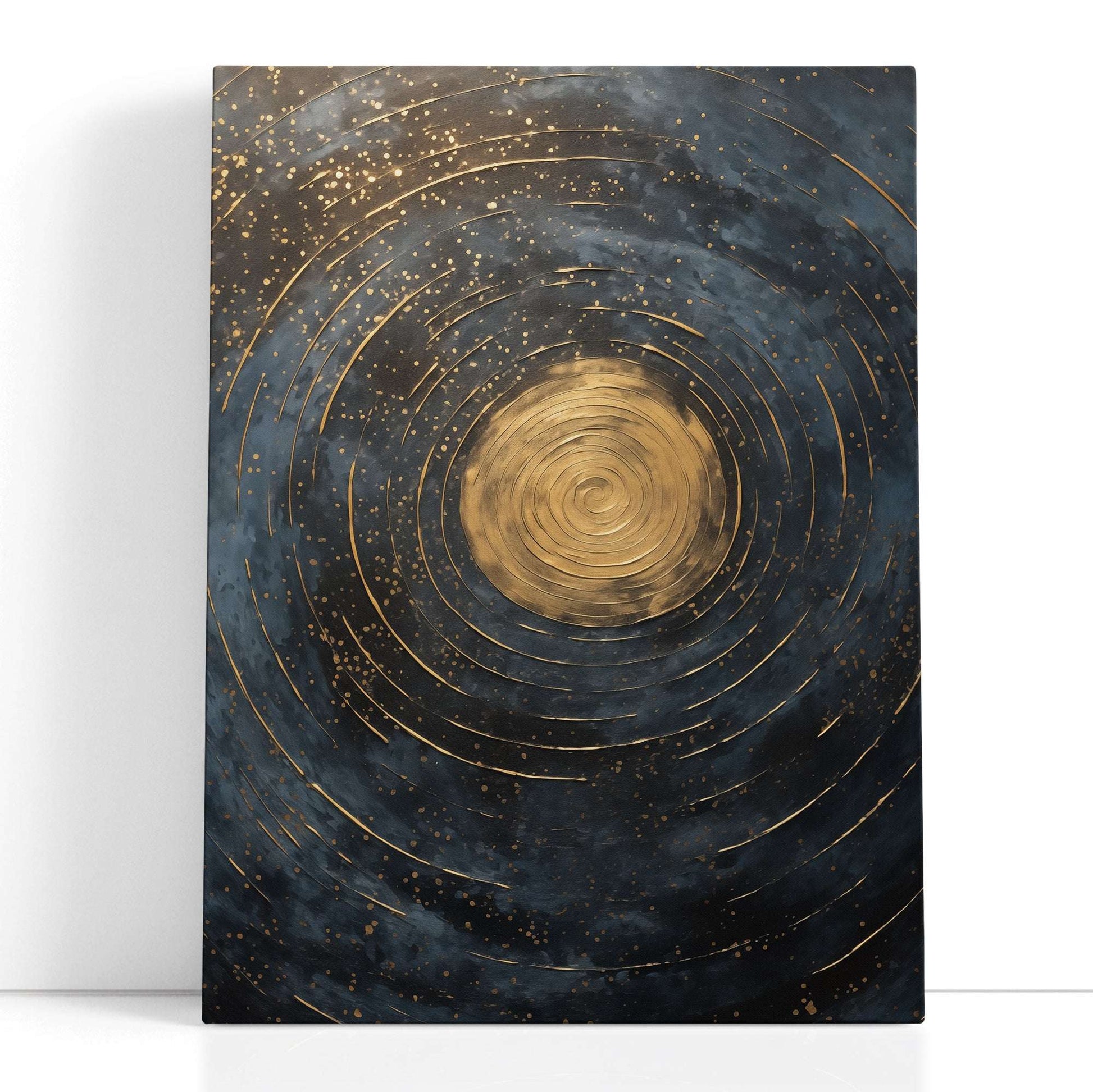 Celestial Gold Swirls on Midnight Blue - Canvas Print - Artoholica Ready to Hang Canvas Print