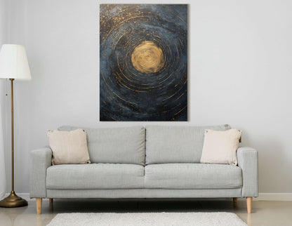 Celestial Gold Swirls on Midnight Blue - Canvas Print - Artoholica Ready to Hang Canvas Print