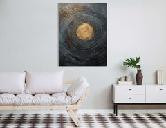 Celestial Gold Swirls on Midnight Blue - Canvas Print - Artoholica Ready to Hang Canvas Print