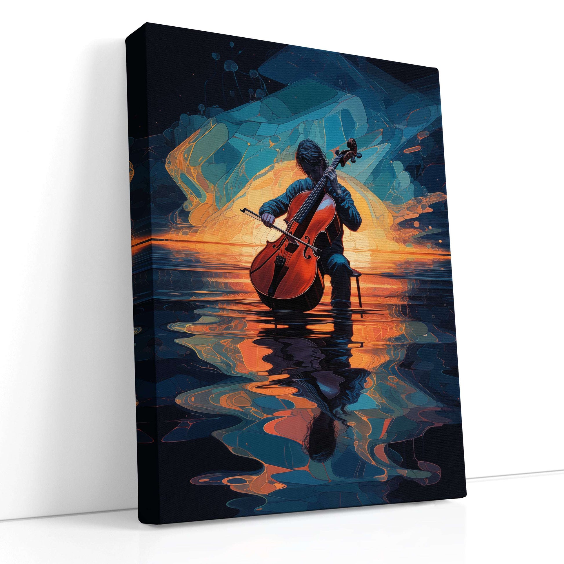 Cellist in Flow of Music - Canvas Print - Artoholica Ready to Hang Canvas Print