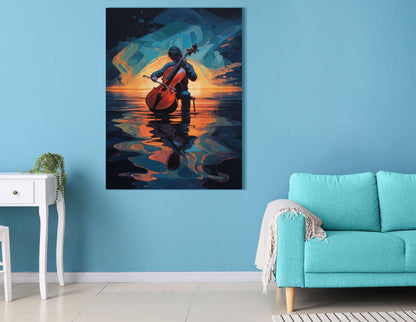 Cellist in Flow of Music - Canvas Print - Artoholica Ready to Hang Canvas Print