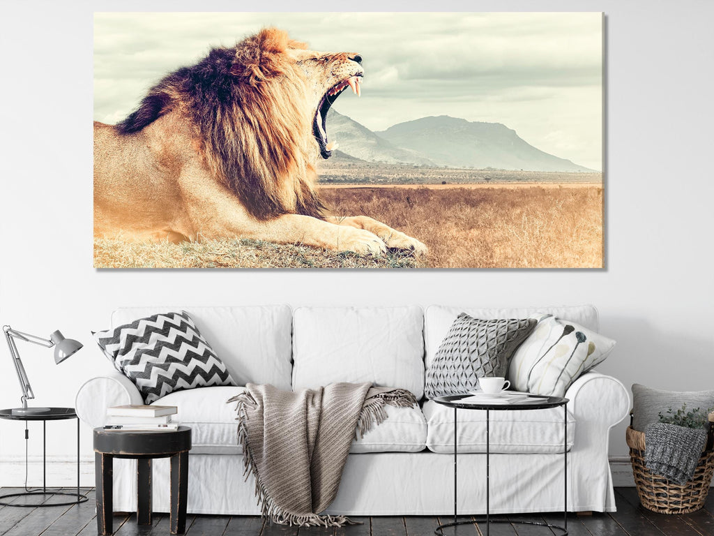 Lion Wall Art - Large Wildlife Canvas Print, Roaring Wild Lion Artwork, Oversized Lion Art Print, Modern Wildlife Wall Decor, Lion Art Gift