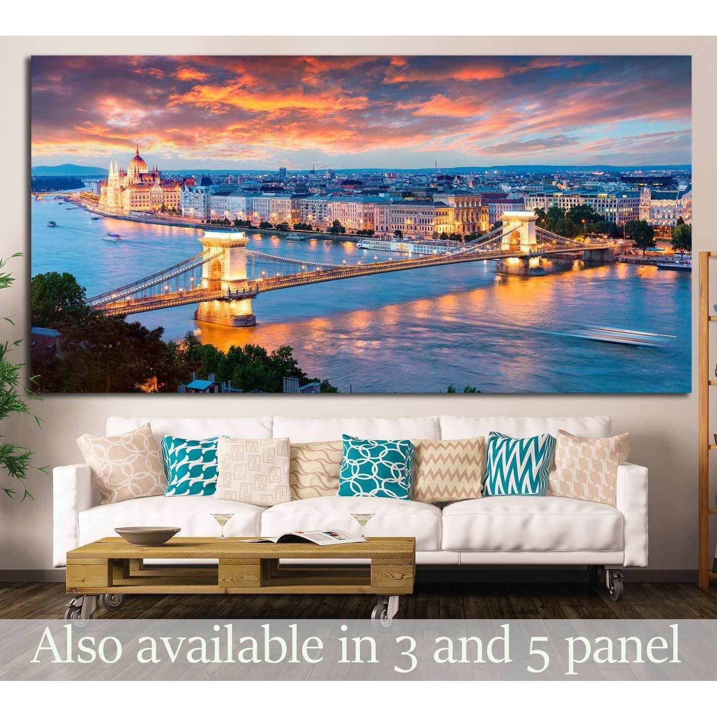 Chain Bridge in Pest city, Budapest, Hungary №1197 Ready to Hang Canvas PrintCanvas art arrives ready to hang, with hanging accessories included and no additional framing required. Every canvas print is hand-crafted, made on-demand at our workshop and exp