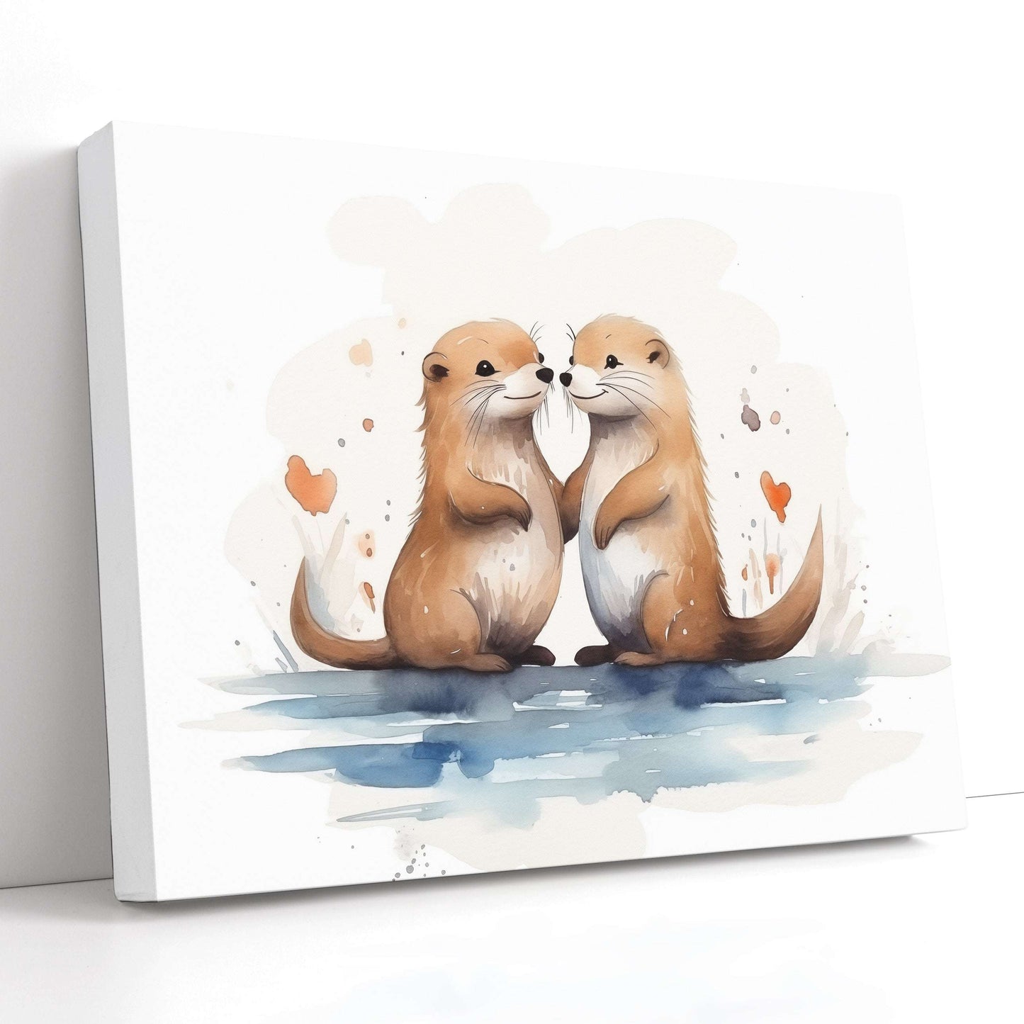 Charming Otters in Love - Canvas Print - Artoholica Ready to Hang Canvas Print