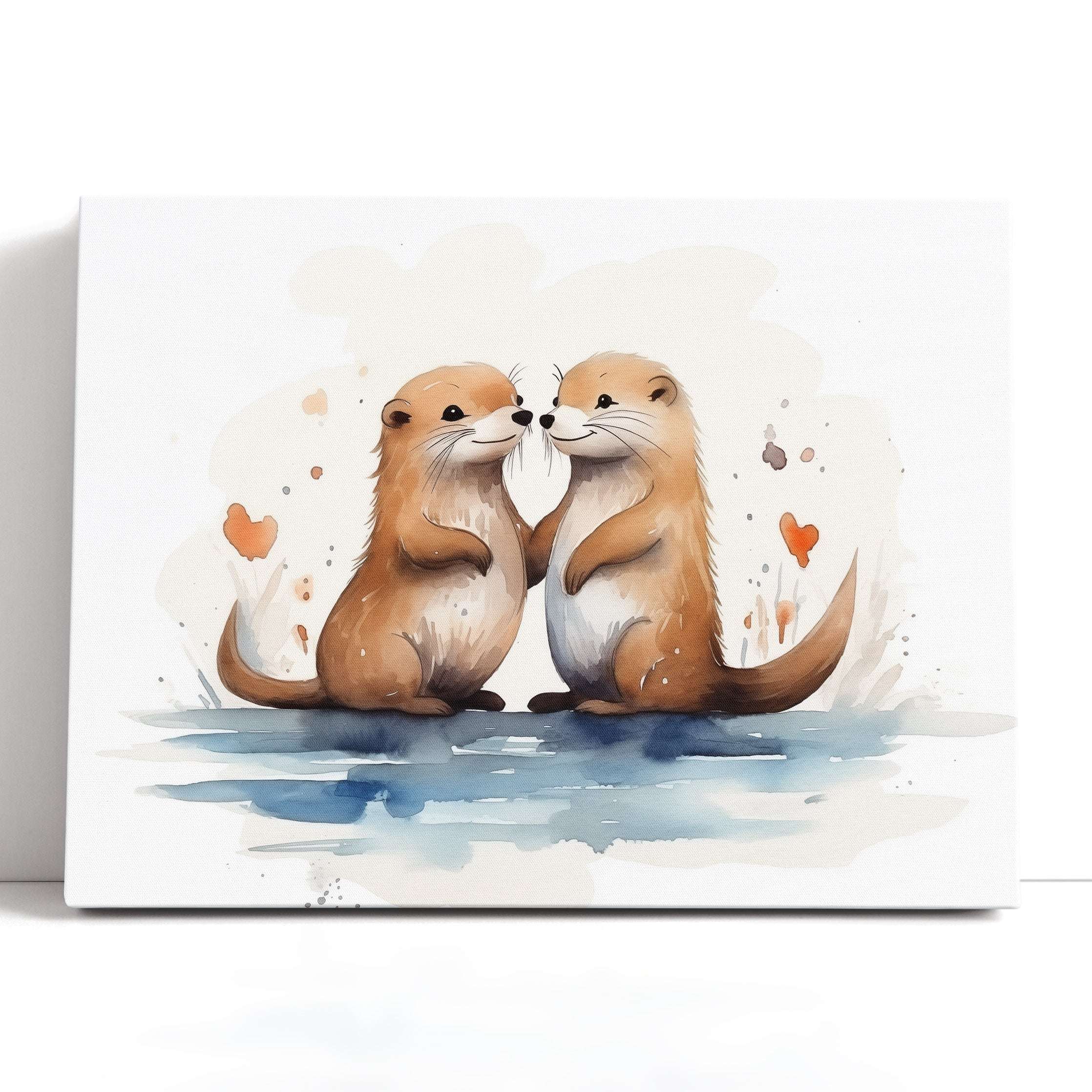 Charming Otters in Love - Canvas Print - Artoholica Ready to Hang Canvas Print
