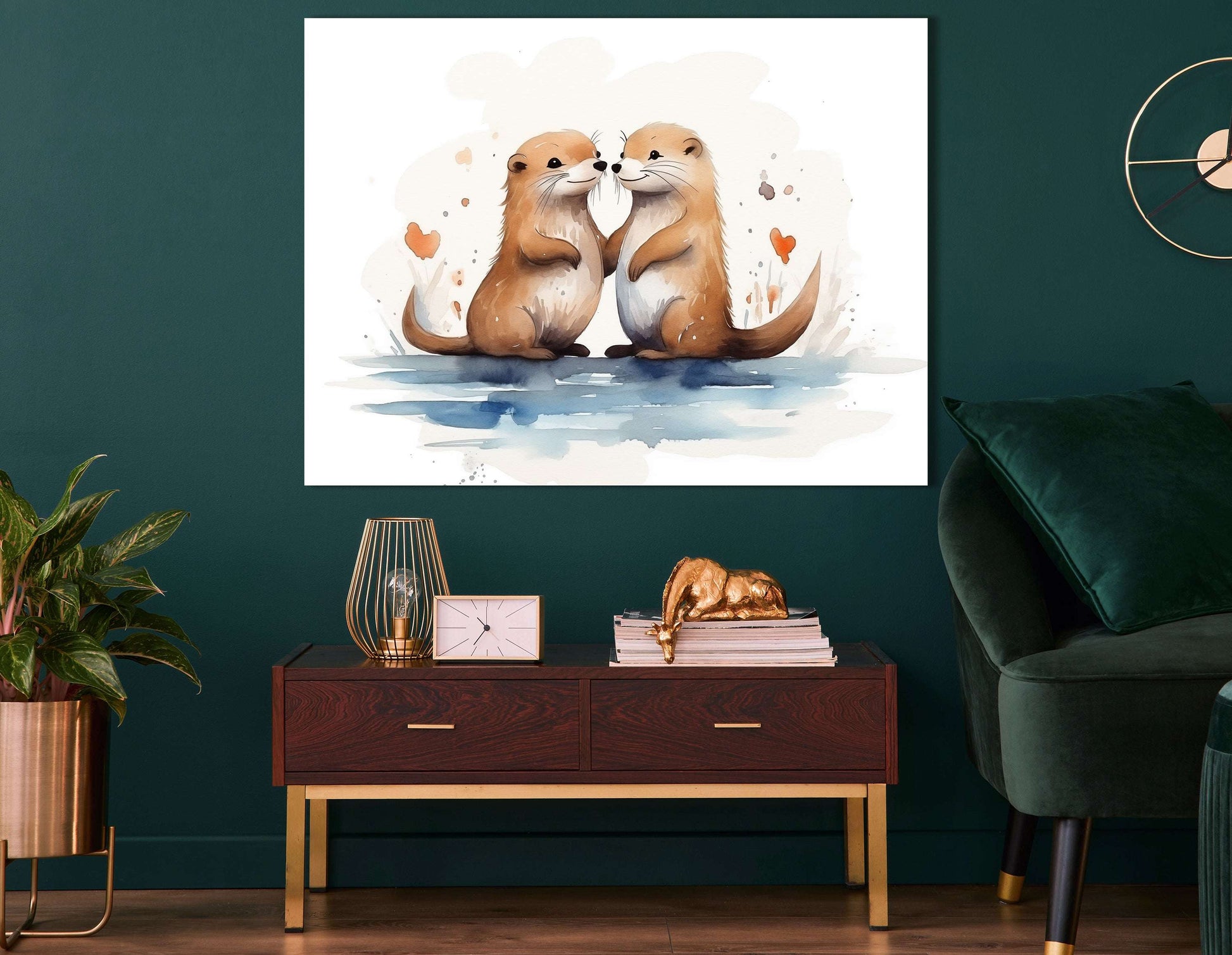 Charming Otters in Love - Canvas Print - Artoholica Ready to Hang Canvas Print