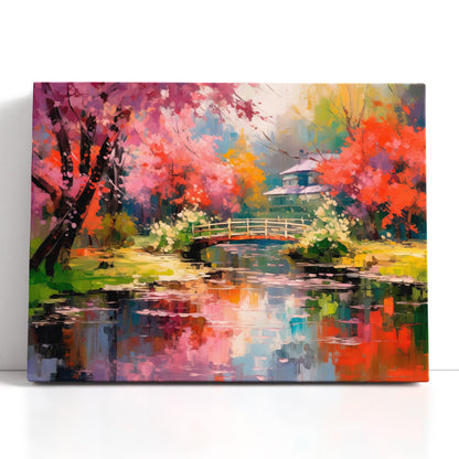 Cherry Blossom Trees in a Japanese Garden - Canvas Print - Artoholica Ready to Hang Canvas Print