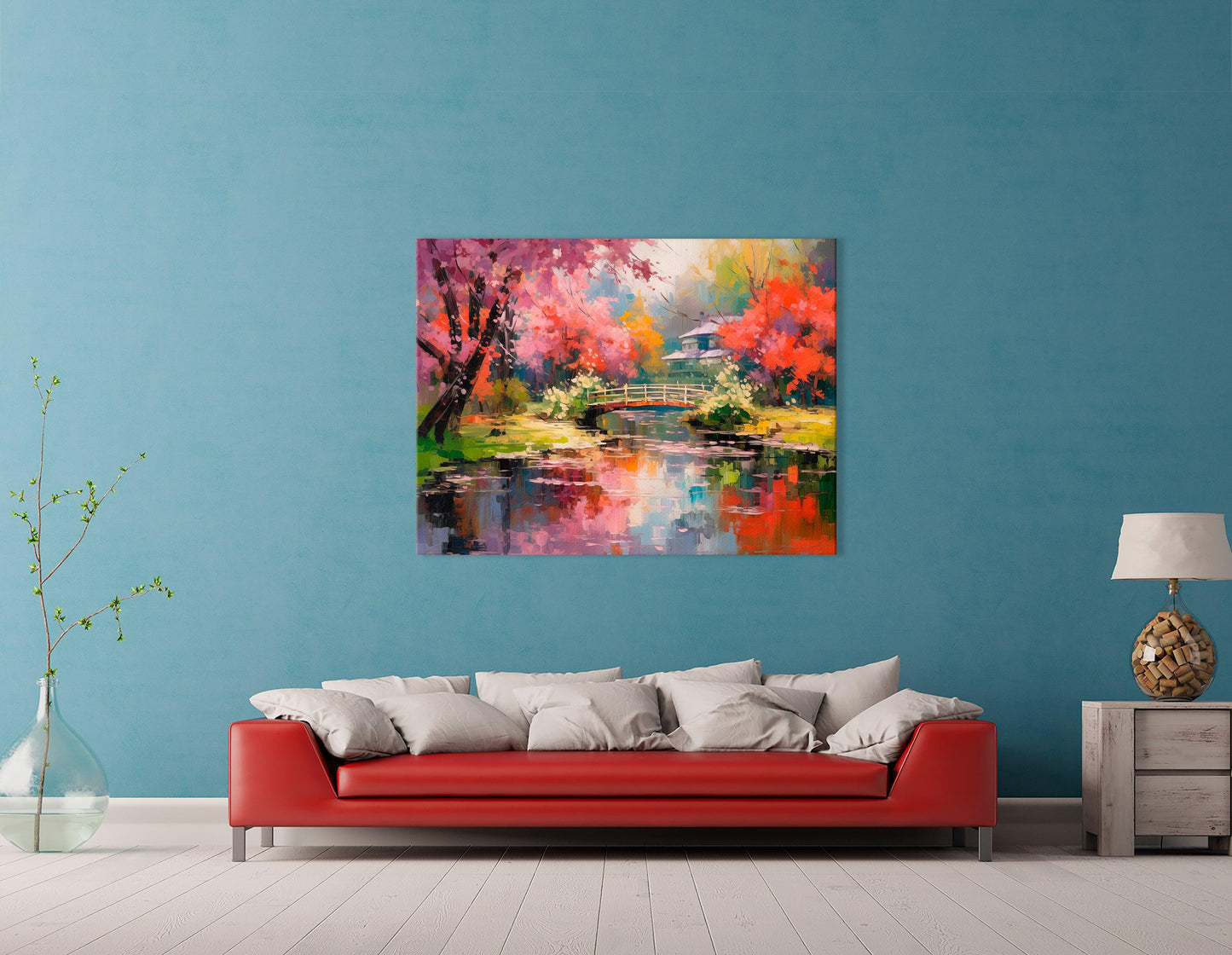 Cherry Blossom Trees in a Japanese Garden - Canvas Print - Artoholica Ready to Hang Canvas Print